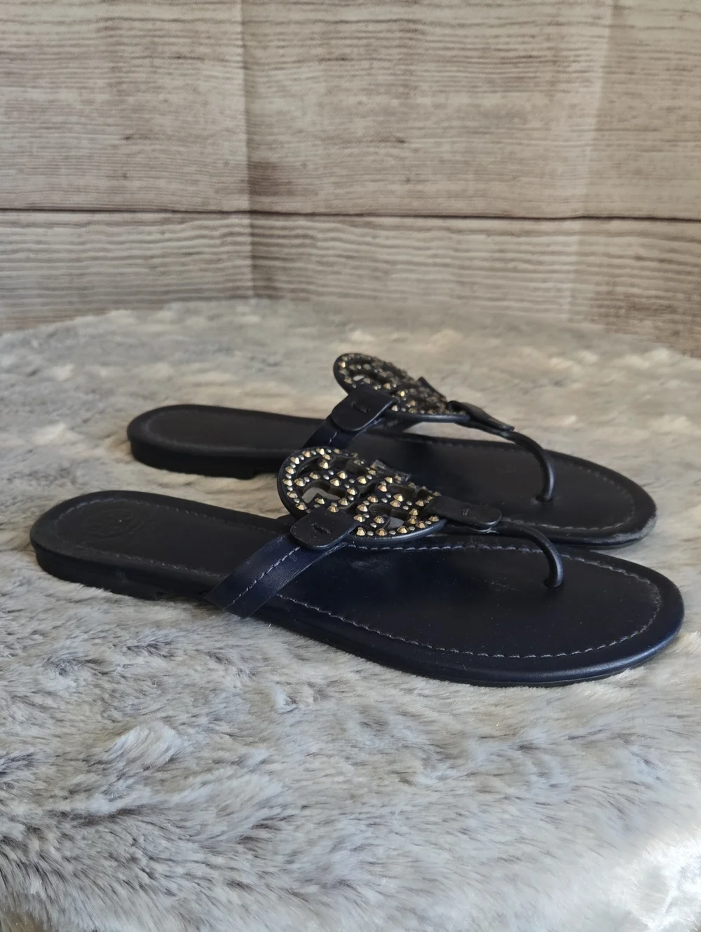 Tory Burch Navy Flip Flops, Womens Size 8.5